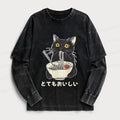 japanese cat eating ramen t-shirt for summer