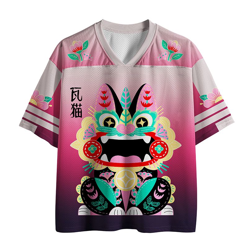 Kyoto-Lion Lucky Tile Cat Mesh Jersey