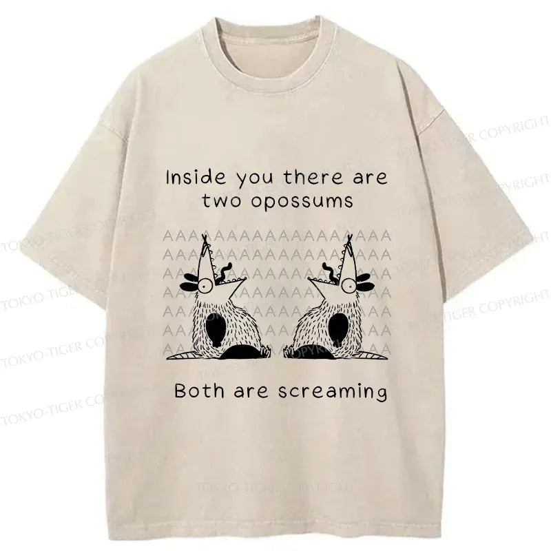 Kyoto-Lion Screaming Opossums Washed T-Shirt