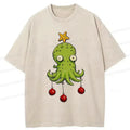 Kyoto-Lion Christmas Tree Octopus Washed T-Shirt