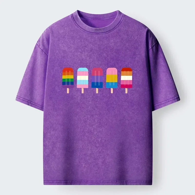 Kyoto-Lion Sweet Rainbow Treats For Inclusive Love Washed T-Shirt