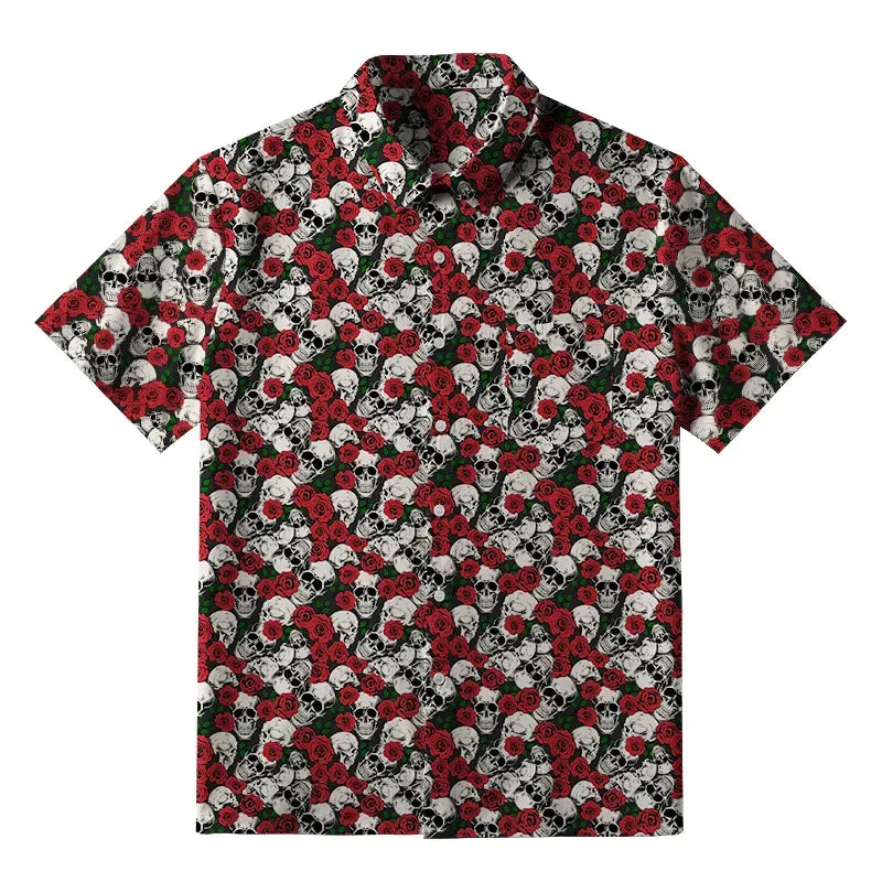 Japanese gothic skulls button-up shirt