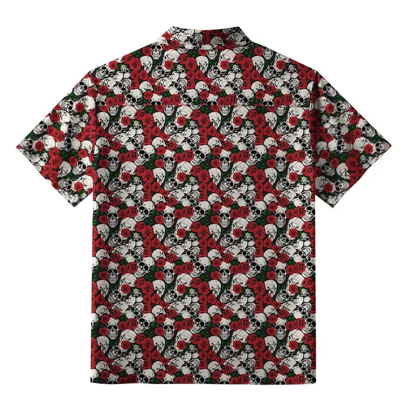 Japanese gothic skulls button-up shirt