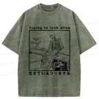 Japanese Vintage Washed T-Shirt for Summer
