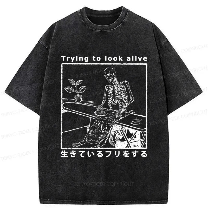 Kyoto-Lion Ironing Shell Washed T-Shirt