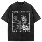Kyoto-Lion Ironing Shell Washed T-Shirt