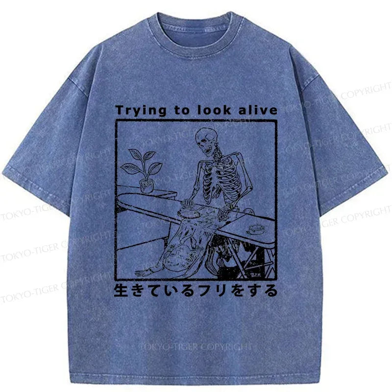 Kyoto-Lion Ironing Shell Washed T-Shirt