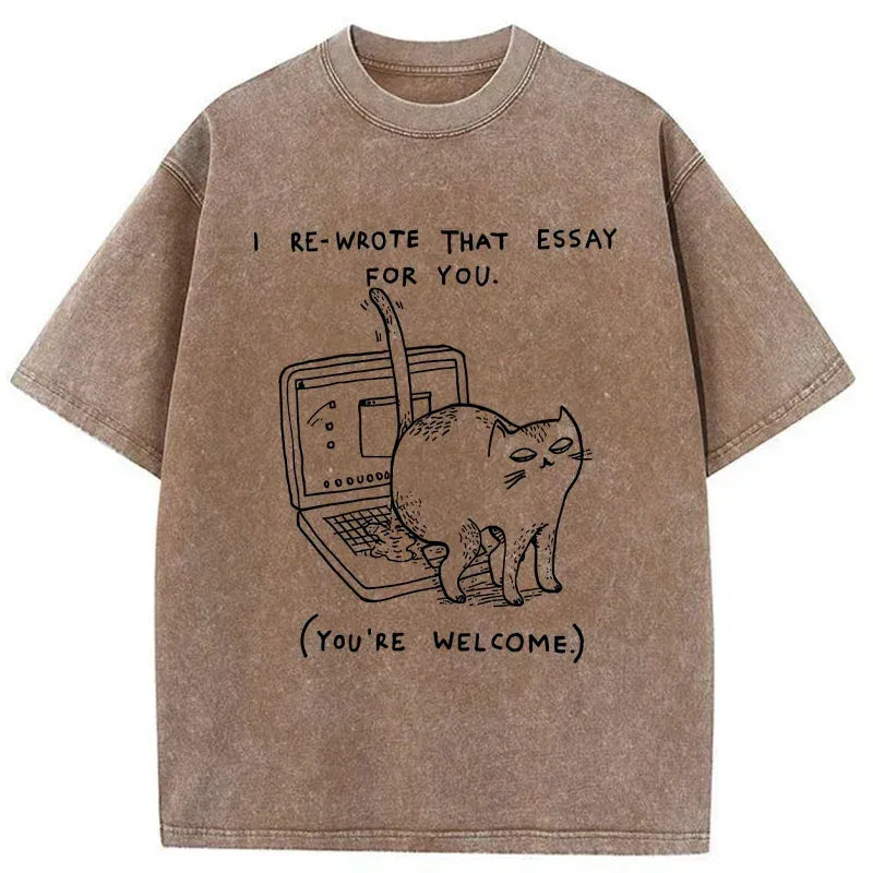 Unisex washed cat t-shirt gift idea