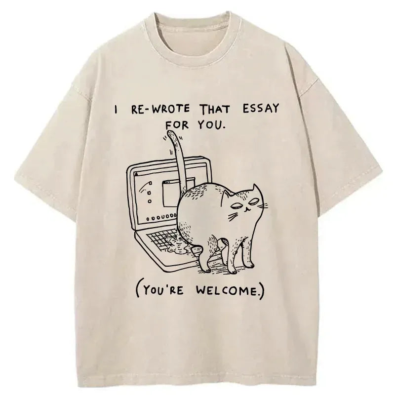 Unisex washed cat t-shirt gift idea