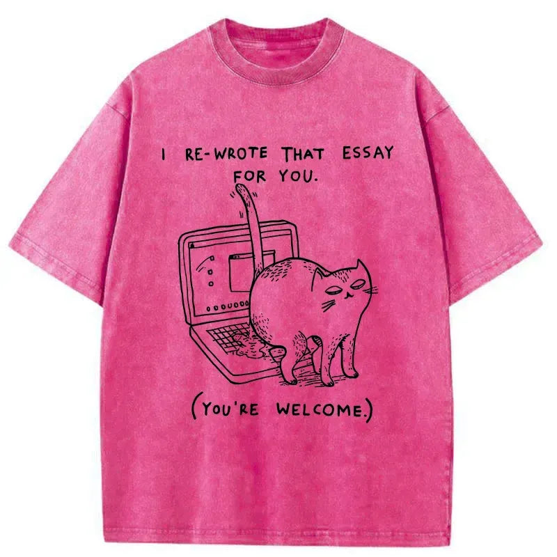 Kyoto-Lion Troublemaking Cat Washed T-Shirt