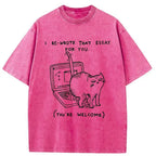 Kyoto-Lion Troublemaking Cat Washed T-Shirt