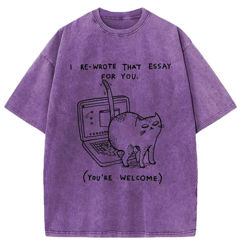 Unisex washed cat t-shirt gift idea