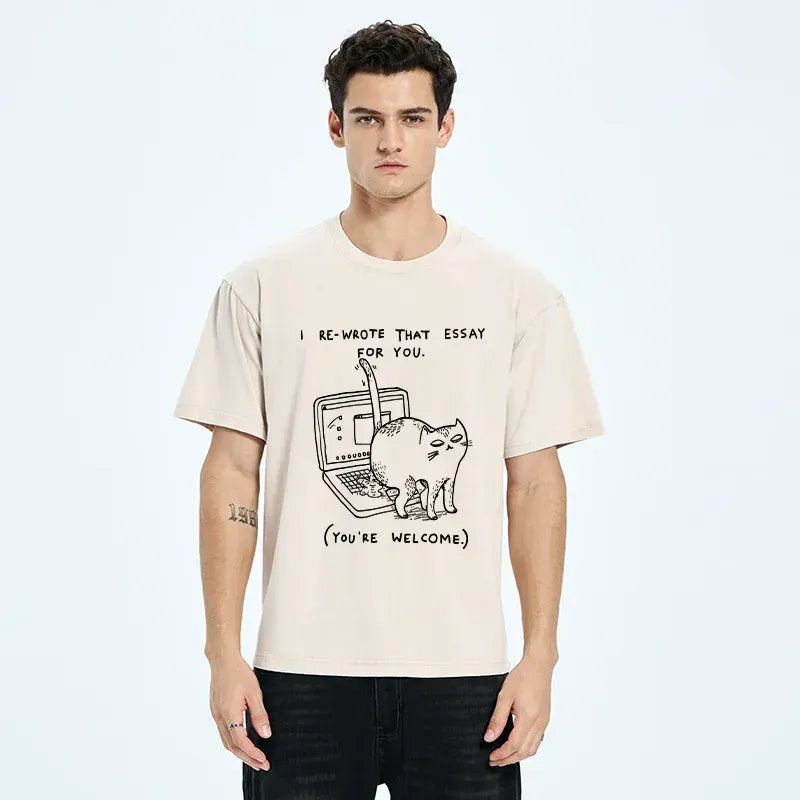 Japanese vintage cat t-shirt for men