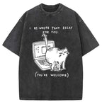 Kyoto-Lion Troublemaking Cat Washed T-Shirt