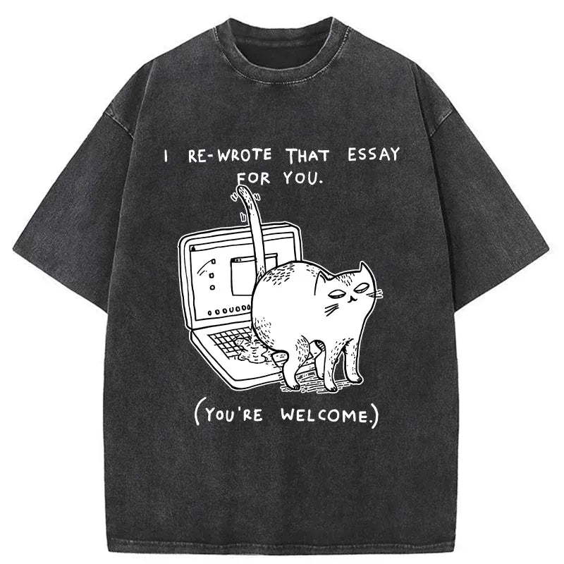 Kyoto-Lion Troublemaking Cat Washed T-Shirt