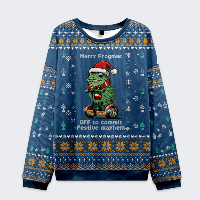 Kyoto-Lion Funny Frogmas Mischief Ugly Sweatshirt