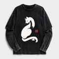 Japanese Vintage Cat T-Shirt for Daily Wear