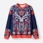 Kyoto-Lion Totem Reindeer Fuzzy Christmas Ugly Sweatshirt