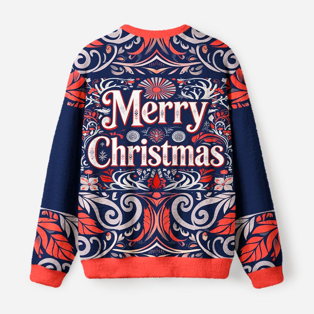 Kyoto-Lion Totem Reindeer Fuzzy Christmas Ugly Sweatshirt