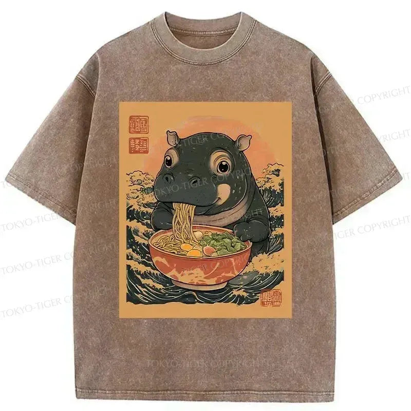 moo deng eating ramen shirt