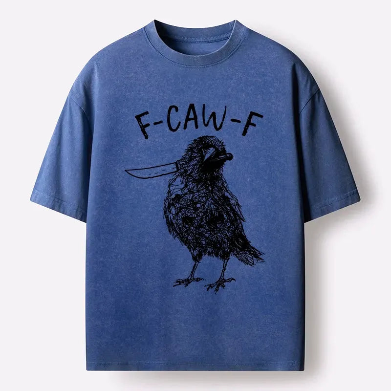 angry crow with knife meme washed t-shirt