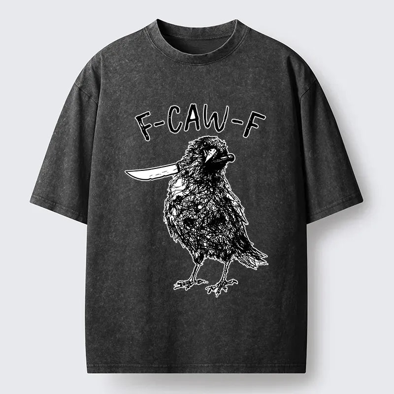 angry crow with knife meme washed t-shirt