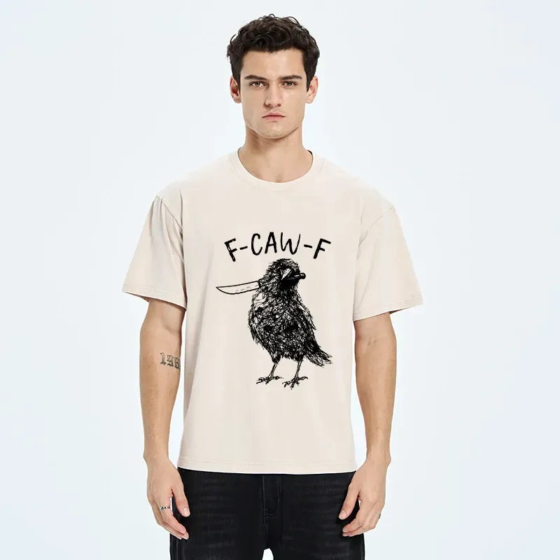 Kyoto-Lion Angry Crow With A Knife Meme Washed T-Shirt