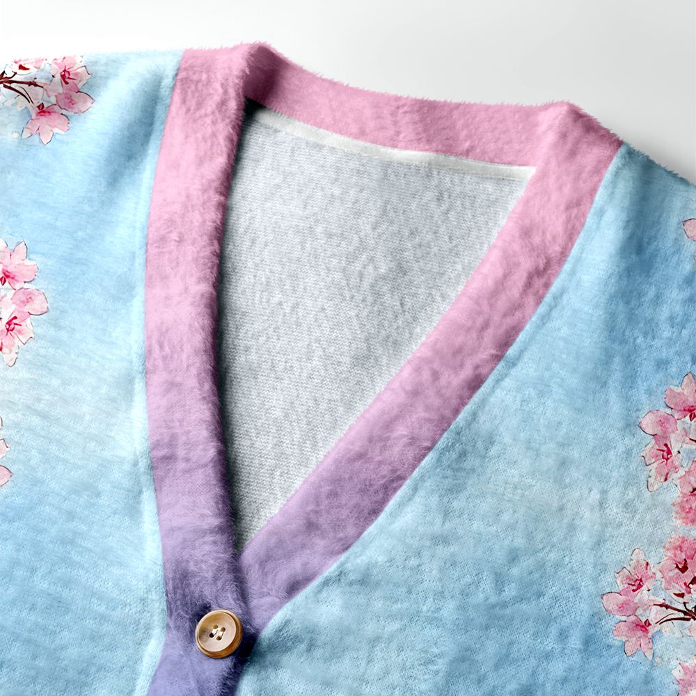 Kyoto-Lion Japan’s Mount Fuji And Cherry Blossoms Ugly Cardigan Sweater