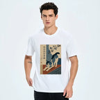 Ukiyo-e Style Calm Cat T-Shirt for Vacation
