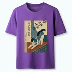 Japanese Vintage Blue Cat T-Shirt for Daily Wear