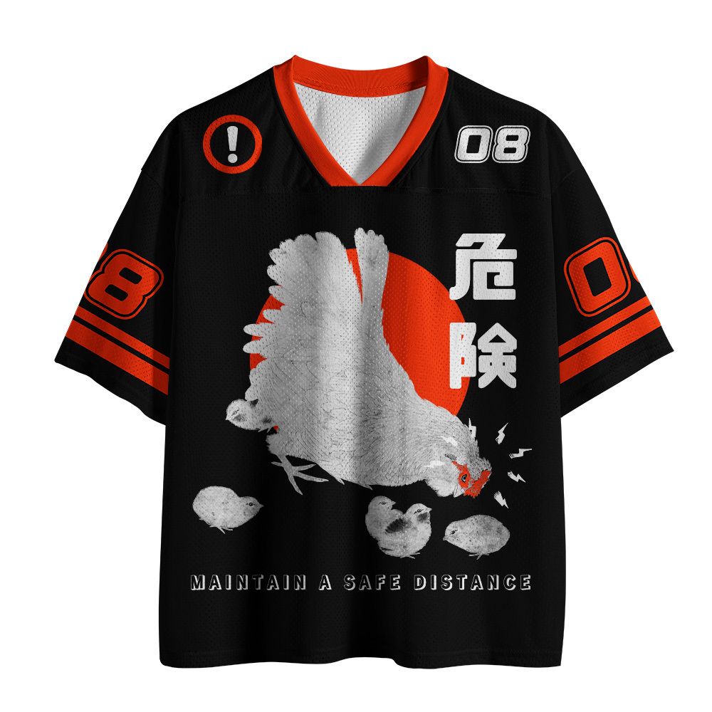 Unisex kanji mesh jersey casual streetwear