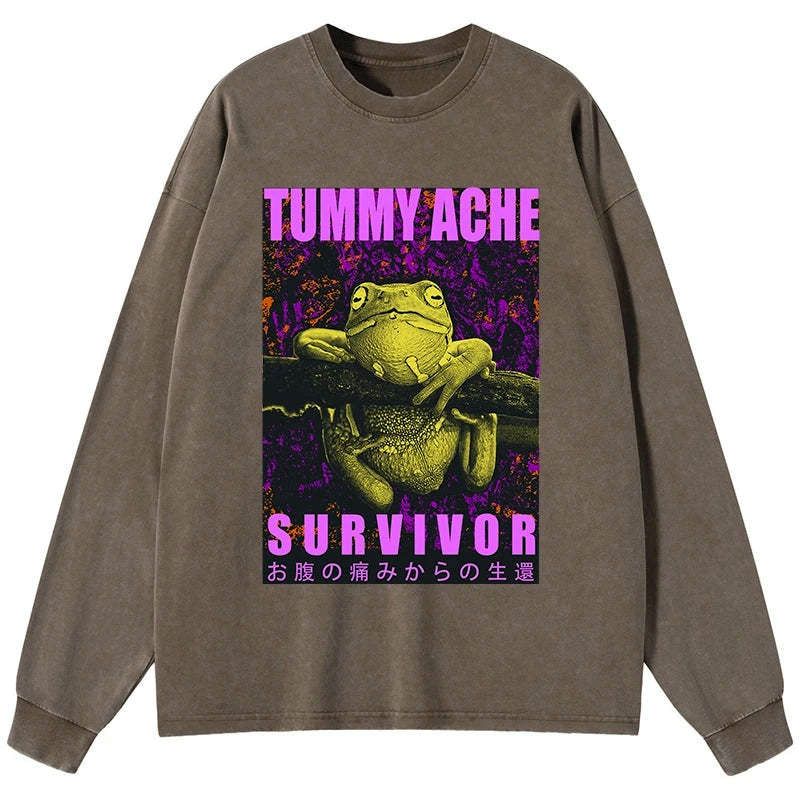 washed vintage japanese frog long sleeve tee