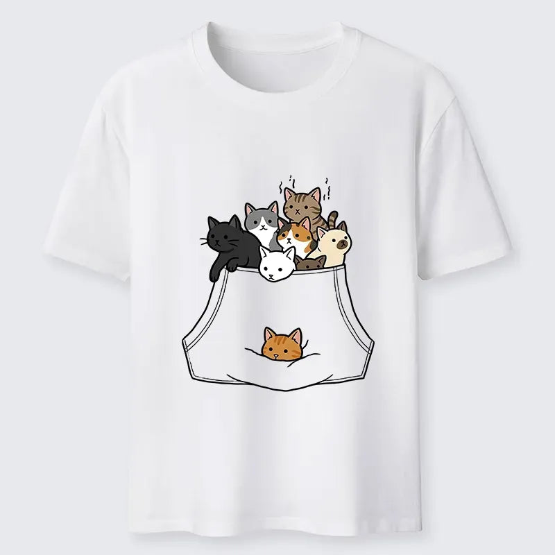 Japanese Cat T-Shirt with Pockets