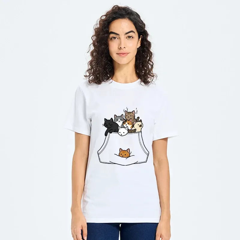 Japanese Cat T-Shirt with Pockets