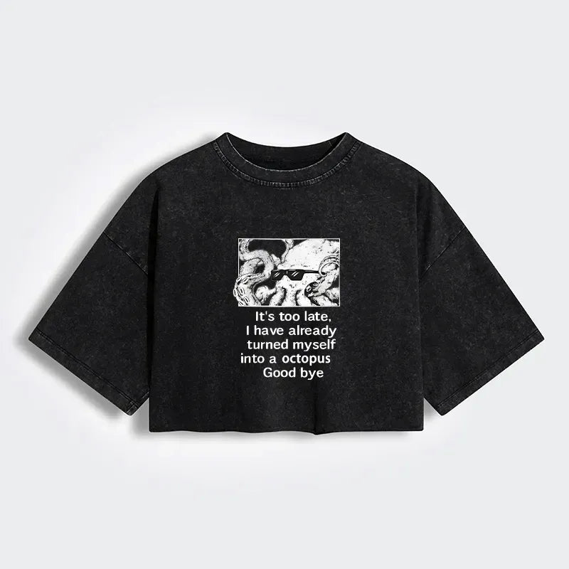 Kyoto-Lion Washed Crop T-Shirt On Sale