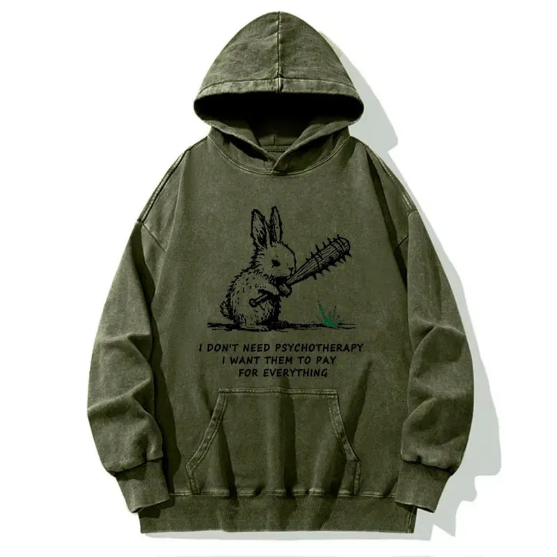Kyoto-Lion Violent Rabbit Funny Washed Hoodie