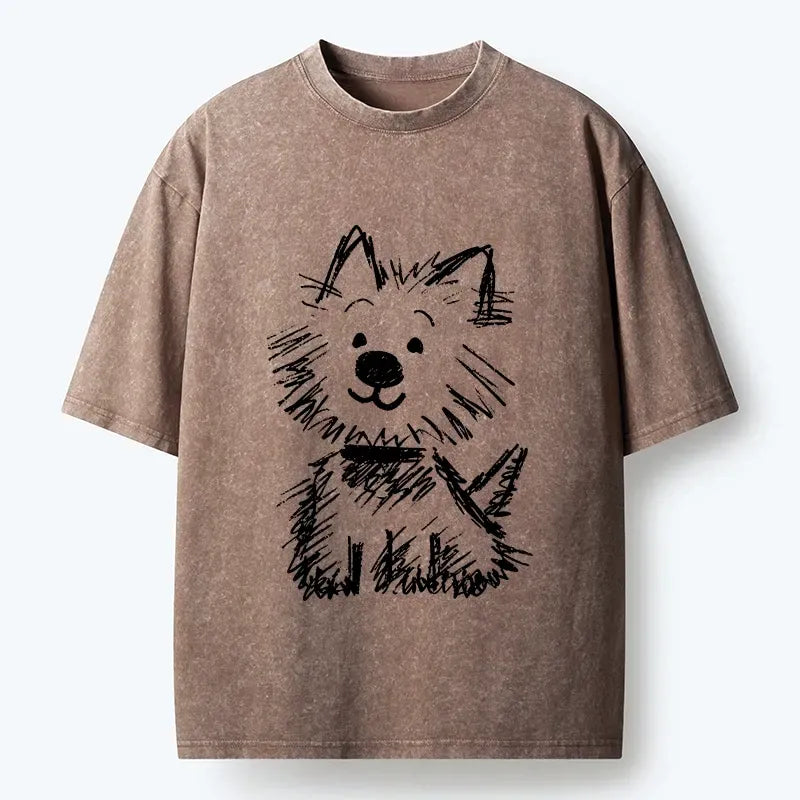 Funny Dog Washed T-Shirt for Summer