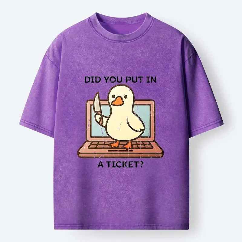 Kyoto-Lion Ticket Duck Funny Meme Washed T-Shirt