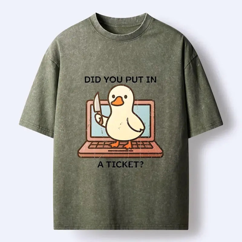 Kyoto-Lion Ticket Duck Funny Meme Washed T-Shirt