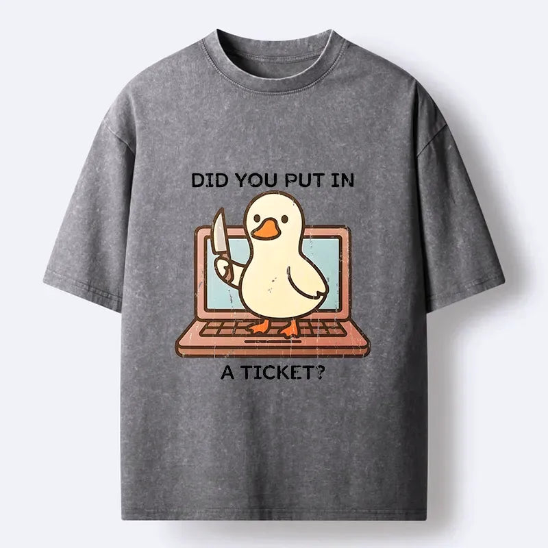 Kyoto-Lion Ticket Duck Funny Meme Washed T-Shirt