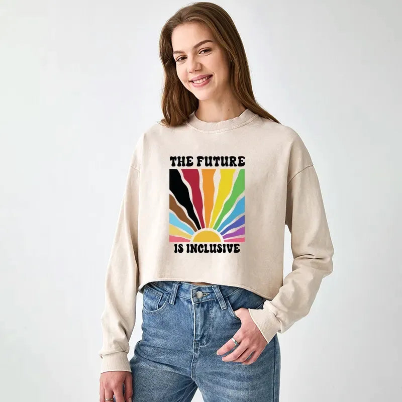 Kyoto-Lion Pride Future Is Inclusive Washed Crop Sweatshirt