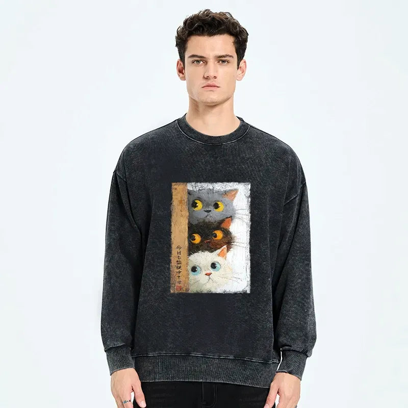 Unisex Kyoto-Lion Sweatshirt with Cat Print