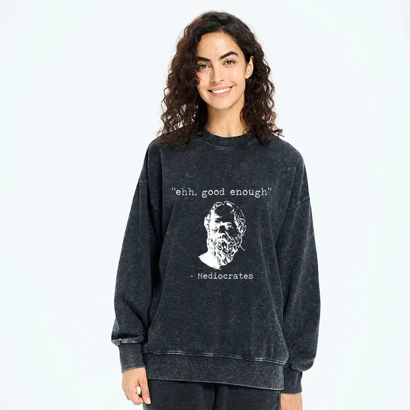 Kyoto-Lion Mediocrates Meme Washed Sweatshirt