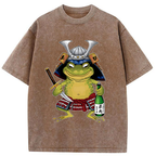 Washed Samurai Frog Tee for Daily Wear