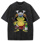 Kyoto-Lion Japanese Samurai Frog Washed T-Shirt