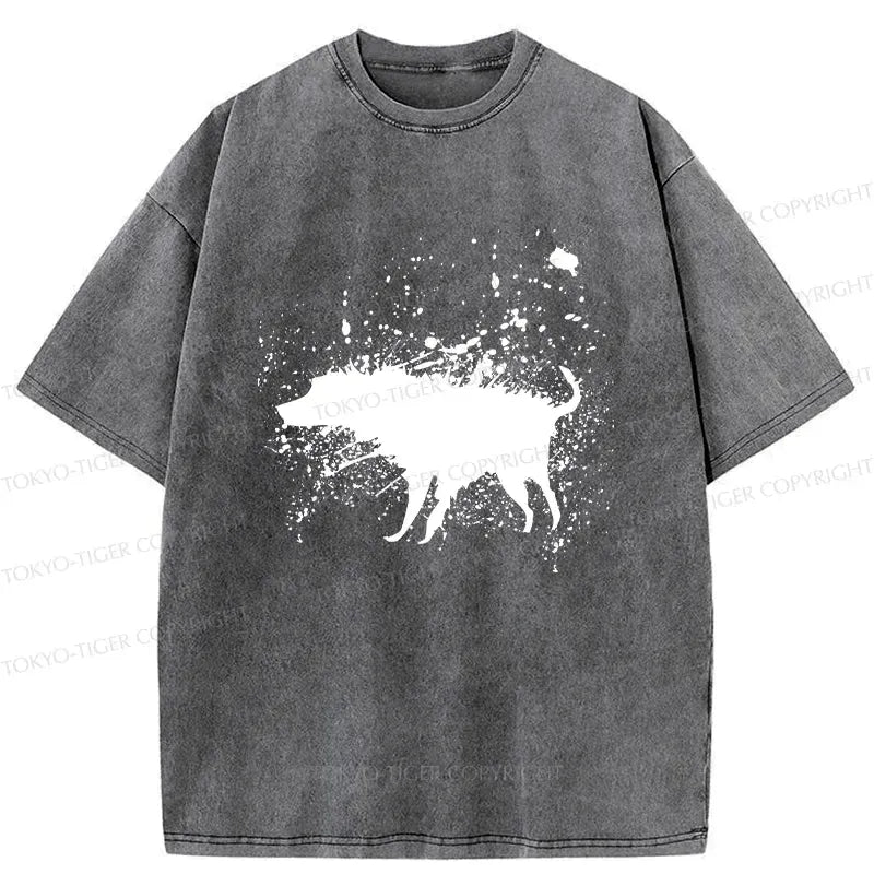 Kyoto-Lion Tumbling Dog Washed T-Shirt