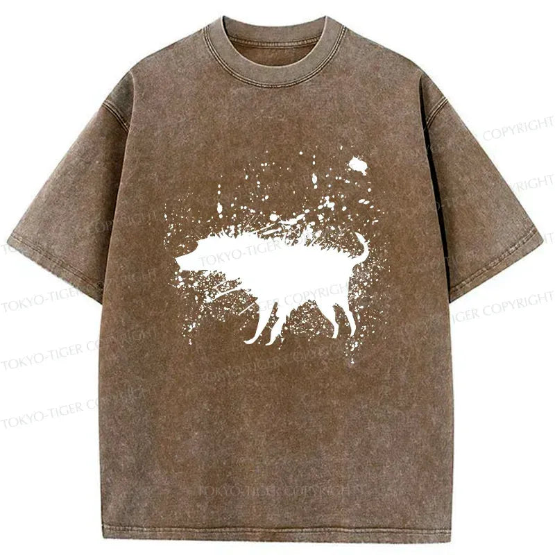 Kyoto-Lion Tumbling Dog Washed T-Shirt