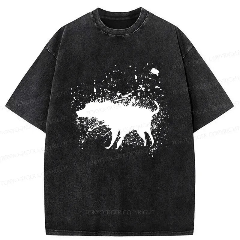 Kyoto-Lion Tumbling Dog Washed T-Shirt