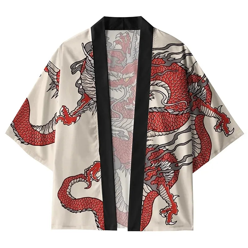 Kyoto-Lion Dragon Pattern Kimono Cardigan