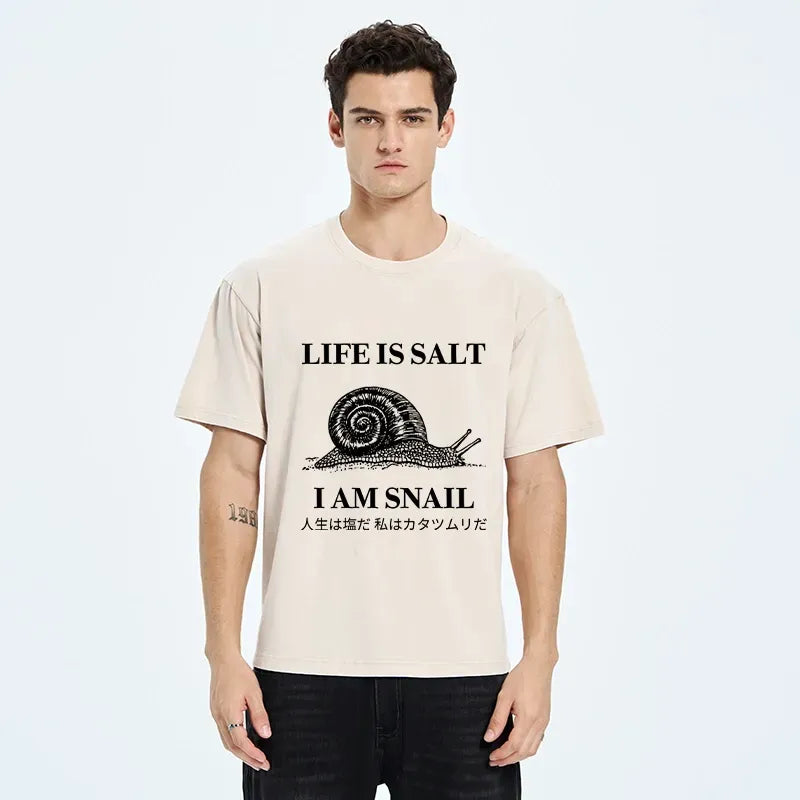 Kyoto-Lion Sad Snail Life Meme Washed T-Shirt